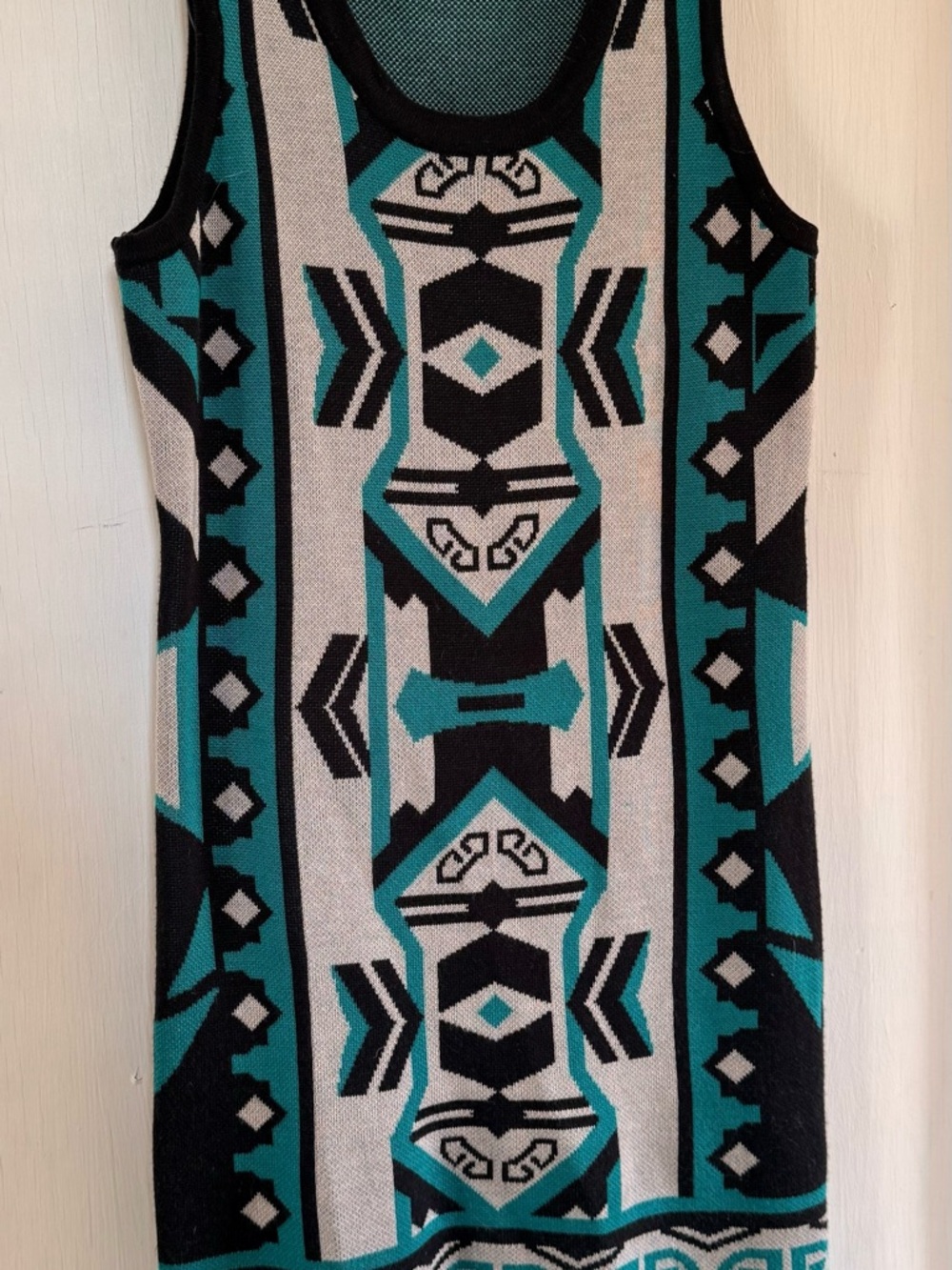Teal & Black Geo-Print Mini Dress - Women
